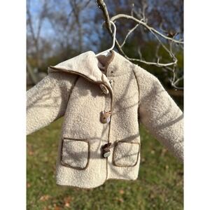 Adorable‎ Cream Sherpa Toddler Hooded Coat | Animal Character Buttons | SZ 6-7Y